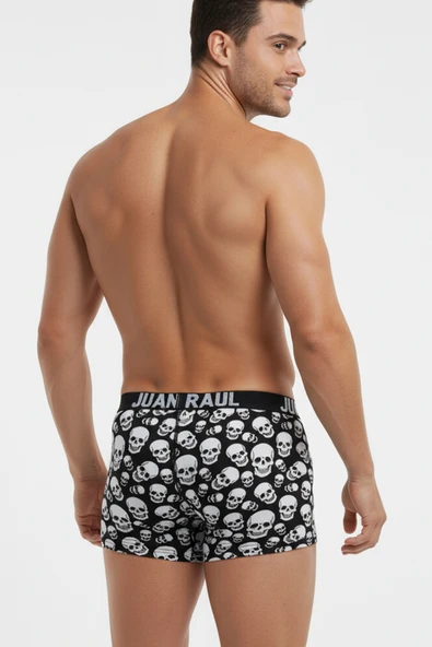 DeepSEA Erkek Kuru Kafa Desenli Boxer – Pamuk & Likralı Özel Tasarım Boxer 2603113 - Resim 3