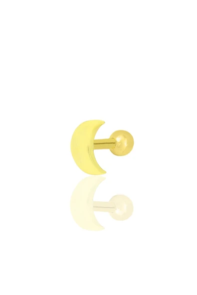 Gümüş altın yaldızlı hilal modeli Tragus helix Piercing küpe SGTL12316GOLD ürün görseli