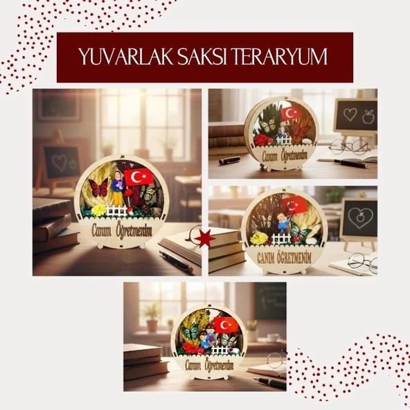 Yuvarlak Saksı Teraryum - Öğretmenler Günü Hediyesi - Resim 2