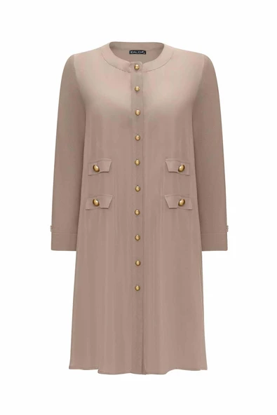 T25Y-9022 MISSDALIDA ÇİFT CEP KAPAKLI TRİKO CUPRO HIRKA - Resim 3