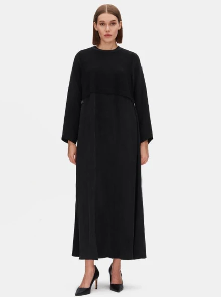 T25PF-4011 MISSDALIDA YUVARLAK YAKA CUPRO ELBİSE ürün görseli