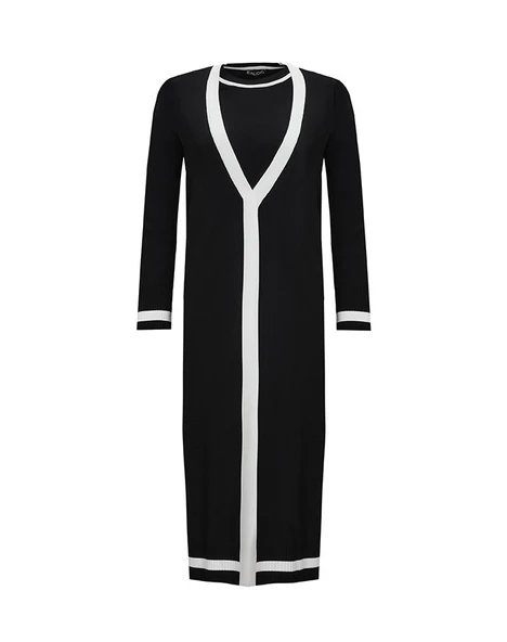 T25Y-0003 MISSDALIDA RENK ŞERİTLİ KLASİK HIRKA TUNİK TAKIM ürün görseli