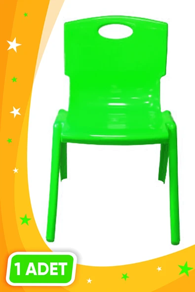 Anaokulu Kreş Çocuk Sandalyesi Renkli 1.Sınıf Kırılmaz Plastik YEŞİL 1 (Bir) Adet - Resim 3