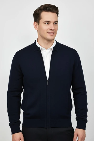 Erkek Hakim Yaka Astarlı Triko Fermuarlı Mont BGL-ST04832 ürün görseli