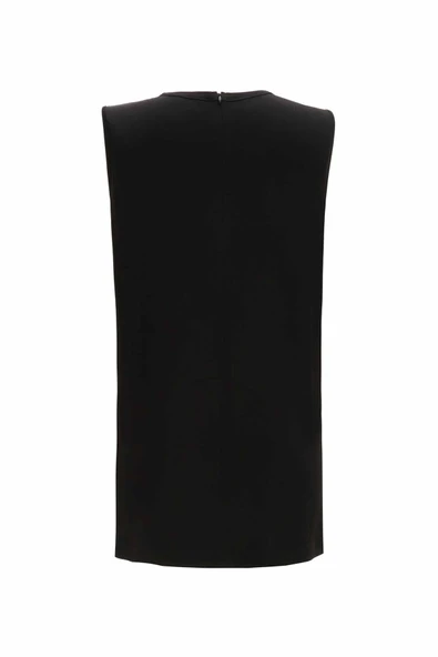 T25Y-6052 MISSDALIDA YUVARLAK YAKA DÜZ RENK KOLSUZ TUNİK - Resim 3