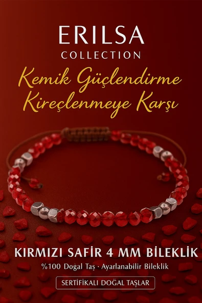 Sertifikalı Kemik Güçlendirme ve Kireçlenme Karşıtı Bileklik - Kırmızı Safir Terahertz Doğal Taş ürün görseli