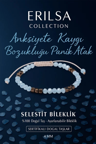Sertifikalı Anksiyete Kaygı ve Panik Atak Dengesi Destekleyici Bilekliği - Selestit Taşı ürün görseli