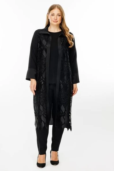 7018 GİLDA ÖN BEDENİ GÜPÜR DANTELLİ İKİLİ UZUN KAP - Resim 4