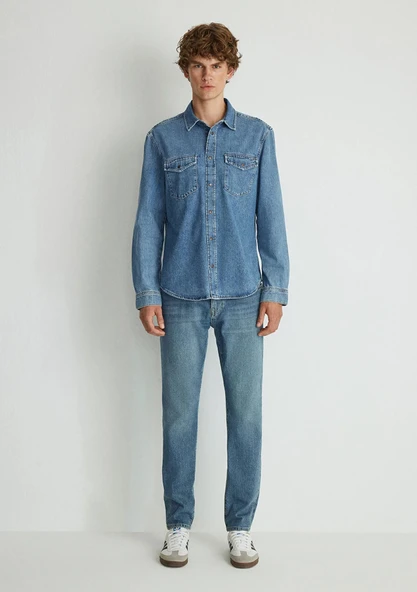 M0210909-87933 MAVİ TRD MID BLUE DENİM GÖMLEK ürün görseli 1