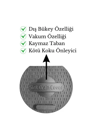 TİNEKE   Lavabo Kötü Koku Giderici Önleyici Silikon Mat Sızdırmaz Lavabo Tıkacı Lavabo Tıpası Evye Kapağı GRİ - Resim 5