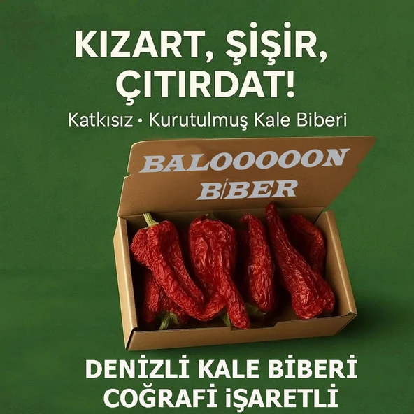 Denizli Tatlı Kale Biberi (Balon Biber) -10 Adet (Kızart-Şişir-Çıtırdat) ürün görseli 1