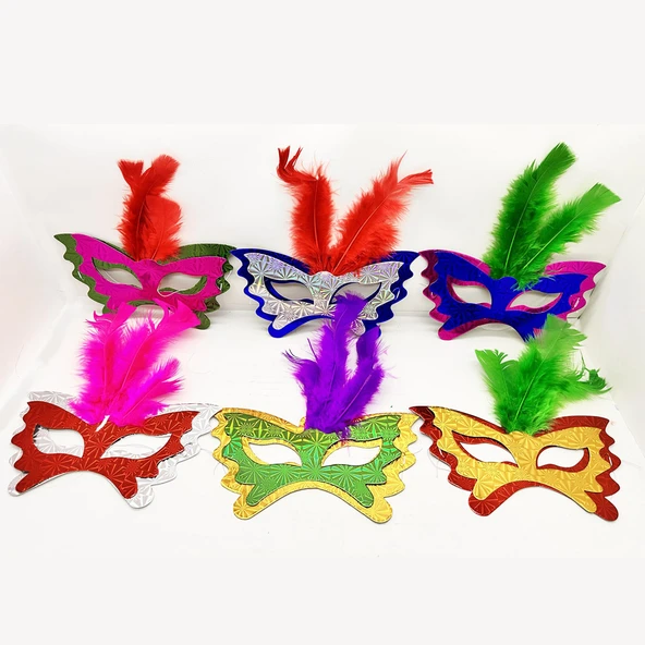Tüylü Kağıt Parti Venedik Balo After Maskesi 6 Adet ürün görseli 1