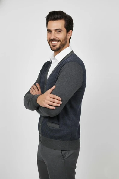 Erkek Düğmeli Cepli Hırka BGL-ST04834 - Resim 5