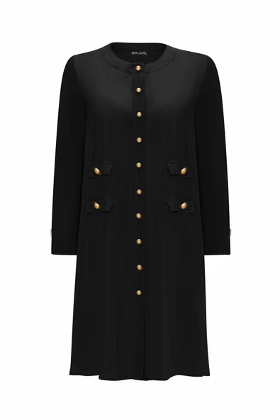 T25Y-9022 MISSDALIDA ÇİFT CEP KAPAKLI TRİKO CUPRO HIRKA - Resim 4