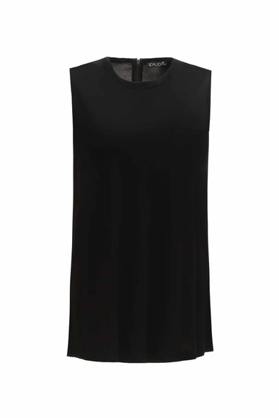 T25Y-6052 MISSDALIDA YUVARLAK YAKA DÜZ RENK KOLSUZ TUNİK ürün görseli 1