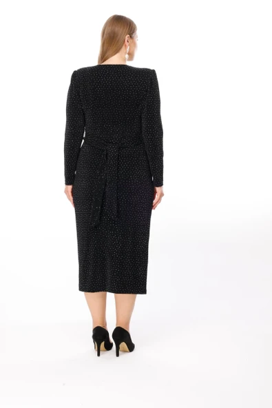 8047 MODAİLGİ TAŞLI SİMLİ ELBİSE - Resim 8