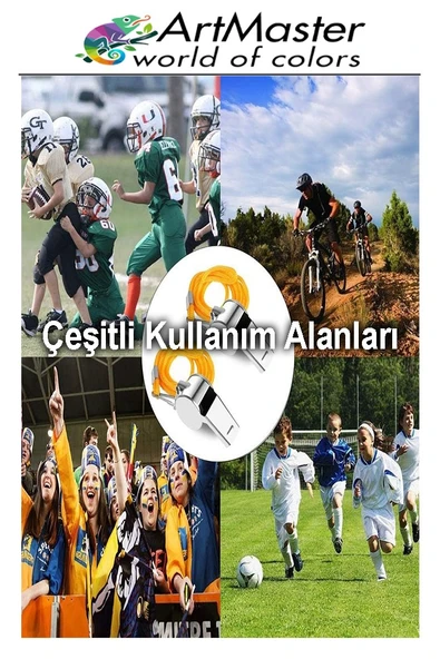 Metal Düdük 6 Adet İpli Paslanmaz Metal Kaliteli Deprem Düdügü Hakem Bekçi Can Kurtaran Düdük Yüksek Desibeli - Resim 2