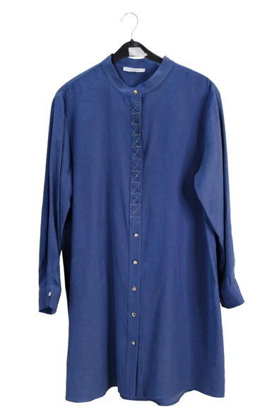 3071 SEDNA PATI BONCUK İŞLEMELİ UZUN TUNİK - Resim 5