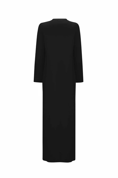 T25Y-4076 MISSDALIDA V YAKA TRİKO ASTARLI KETEN ELBİSE - Resim 5