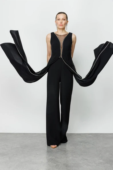 6651 MODAİLGİ ELBİSE KENARLARI TAŞ ŞERİTLİ TULUM - Resim 7