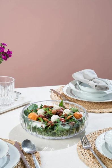 Cam salata kasesi - 21 cm orta sunum kasesi - 2 li çok amaçlı kase meyvelik ürün görseli 1