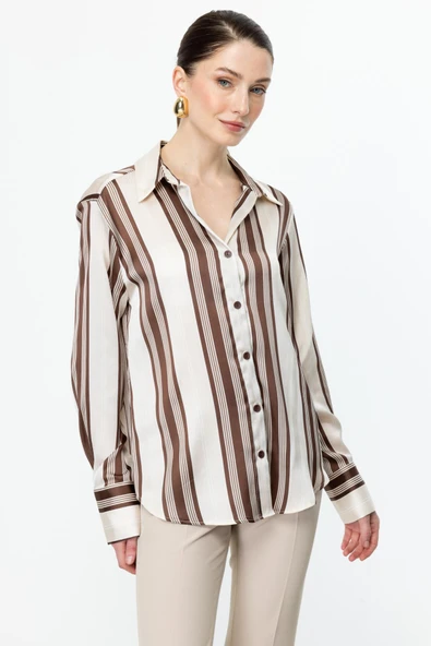 54326 ONTEKS SATEN DESENLİ GÖMLEK - Resim 8