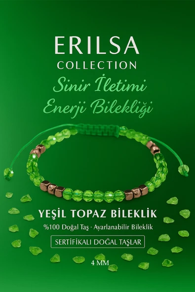Sertifikalı Sinir İletimi ve Enerji Akışı Destekleyici Bilekliği - Yeşil Topaz Terahertz Doğal Taş ürün görseli