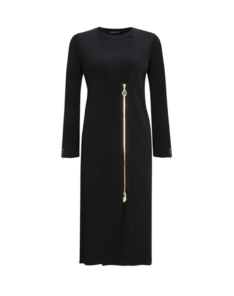 T25Y-6013 MISSDALIDA KOLU FERMUAR DETAYLI TRİKO TUNİK ürün görseli 1