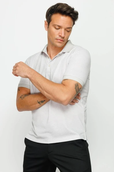 401 DESEN KETEN BASKILI DÜĞMELİ POLO YAKA ERKEK TİŞÖRT - Resim 7