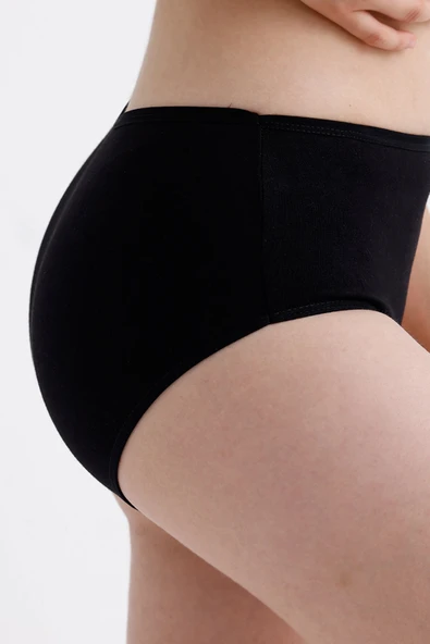 Yüksek Bel Pamuklu 7'Li Paket Bato Külot Siyah - Resim 4