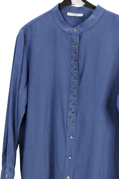 3071 SEDNA PATI BONCUK İŞLEMELİ UZUN TUNİK - Resim 10