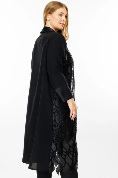 7018 GİLDA ÖN BEDENİ GÜPÜR DANTELLİ İKİLİ UZUN KAP - Resim 5