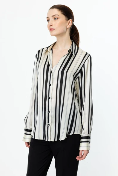 54326 ONTEKS SATEN DESENLİ GÖMLEK - Resim 10