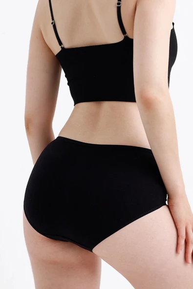 Yüksek Bel Pamuklu 7'Li Paket Bato Külot Siyah - Resim 3