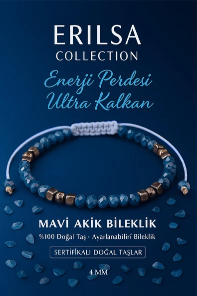 Sertifikalı Enerji Perdesi Ultra Kalkan Koruma Bilekliği - Mavi Akik Terahertz Doğal Taş ürün görseli