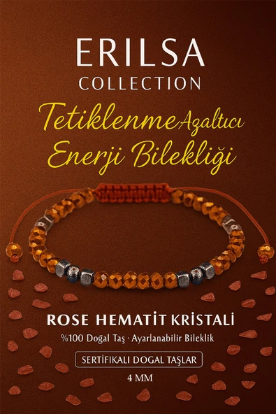 Sertifikalı Tetiklenme Azaltıcı Enerji Bilekliği - Rose Hematit Kristali Doğal Taş 4mm ürün görseli