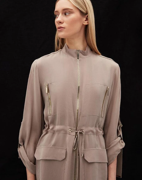 T25Y-8013 MISSDALIDA BELİ BÜZGÜLÜ CEPLİ CUPRO KAP - Resim 10