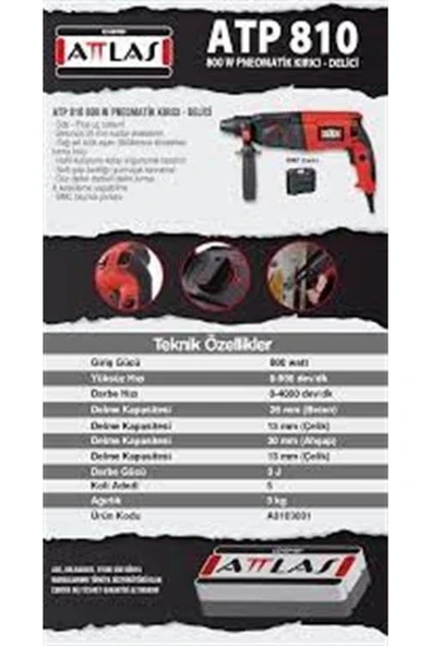 Attlas ATP 810 Pnömatik Kırıcı Delici 800W - Resim 2