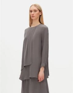 T25Y-6026 MISSDALIDA ÖN KISMI HAREKETLİ KESİM CUPRO TUNİK - Resim 5