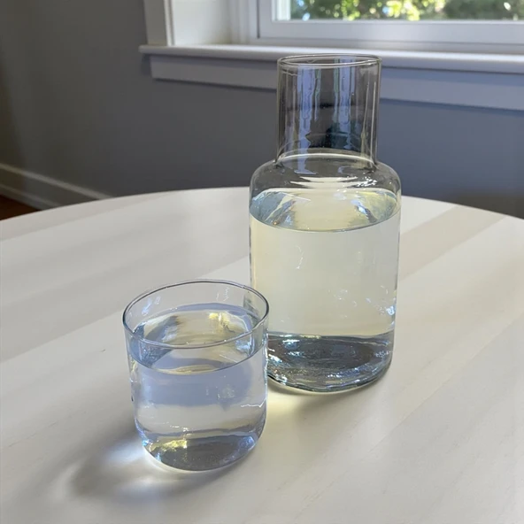 başucu bardaklı sürahi - cam başucu sürahisi 1200 ml. - Resim 3