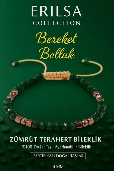 Sertifikalı Bereket ve Bolluk Bilekliği – Zümrüt Terahertz Doğal Taş İnce Model ürün görseli