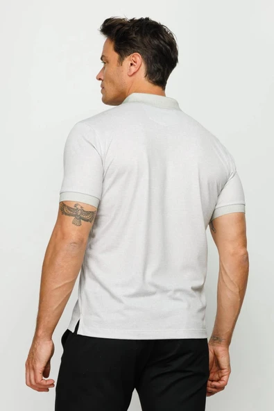 401 DESEN KETEN BASKILI DÜĞMELİ POLO YAKA ERKEK TİŞÖRT - Resim 6