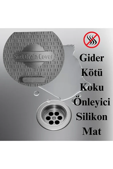 TİNEKE   Lavabo Kötü Koku Giderici Önleyici Silikon Mat Sızdırmaz Lavabo Tıkacı Lavabo Tıpası Evye Kapağı GRİ - Resim 4