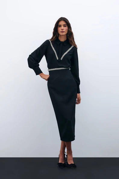 4501 SATEEN KEMER YERİ AKSESUARLI ETEK ürün görseli 1