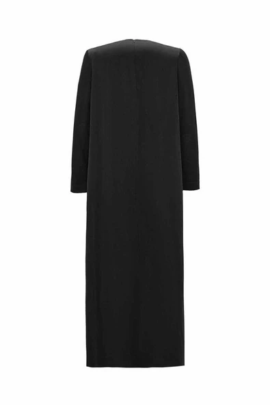 T26K-4012 MISSDALIDA KOLLARI TRİKO BEL BÜZGÜLÜ ELBİSE - Resim 6