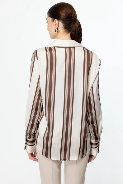 54326 ONTEKS SATEN DESENLİ GÖMLEK - Resim 11