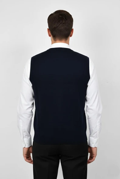 Erkek Düğmeli Yelek Cepli Çelik Örgü Klasik Kalıp BGL-ST04836 - Resim 9