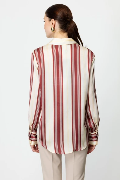 54326 ONTEKS SATEN DESENLİ GÖMLEK - Resim 9