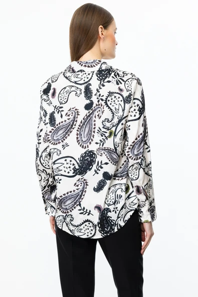 54407 ONTEKS DESENLİ SATEN GÖMLEK - Resim 12