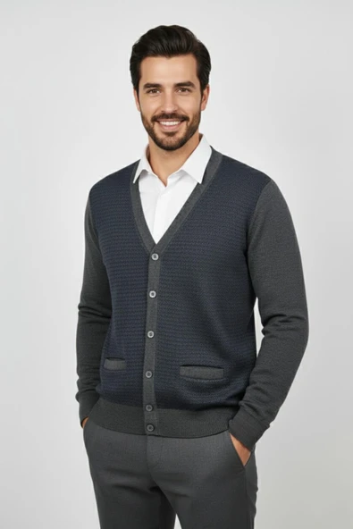 Erkek Düğmeli Cepli Hırka BGL-ST04834 - Resim 2